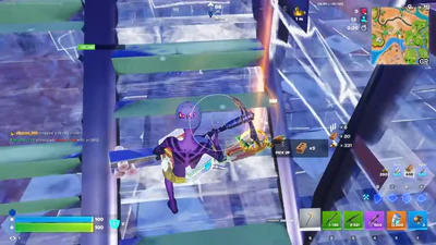 Fortnite thermal ESP wallhack with skeleton outlines, HP, and distance readouts